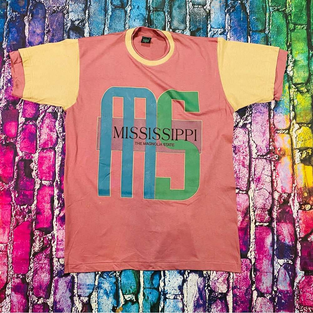 Vintage color block Mississippi single stitched shirt size XL
